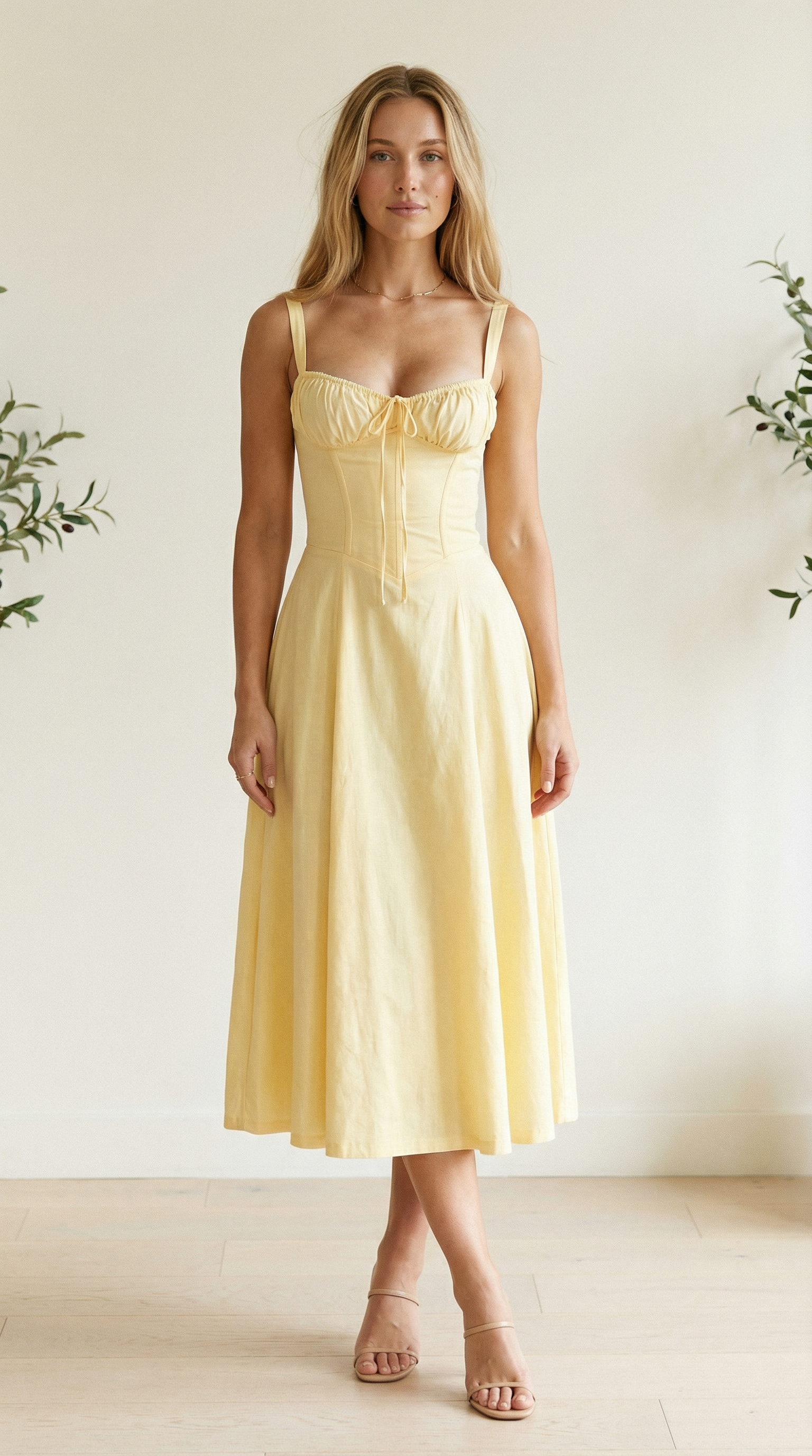 Valentina – Corsage-Midikleid mit Blumenprint und Schlitz