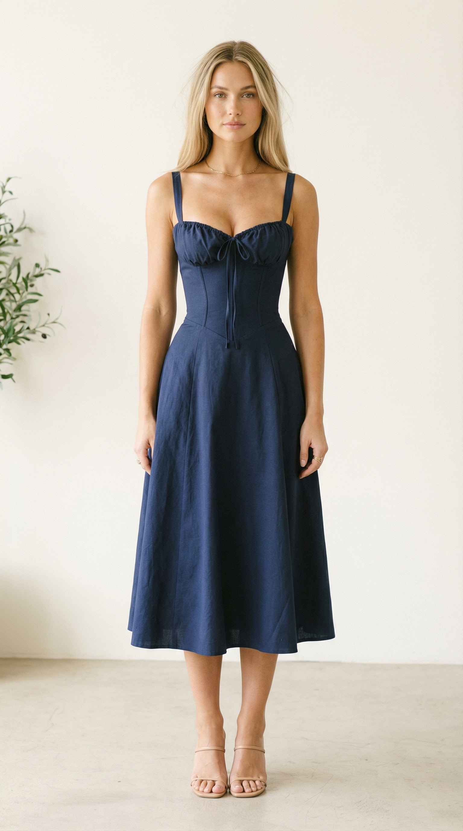 Valentina – Corsage-Midikleid mit Blumenprint und Schlitz