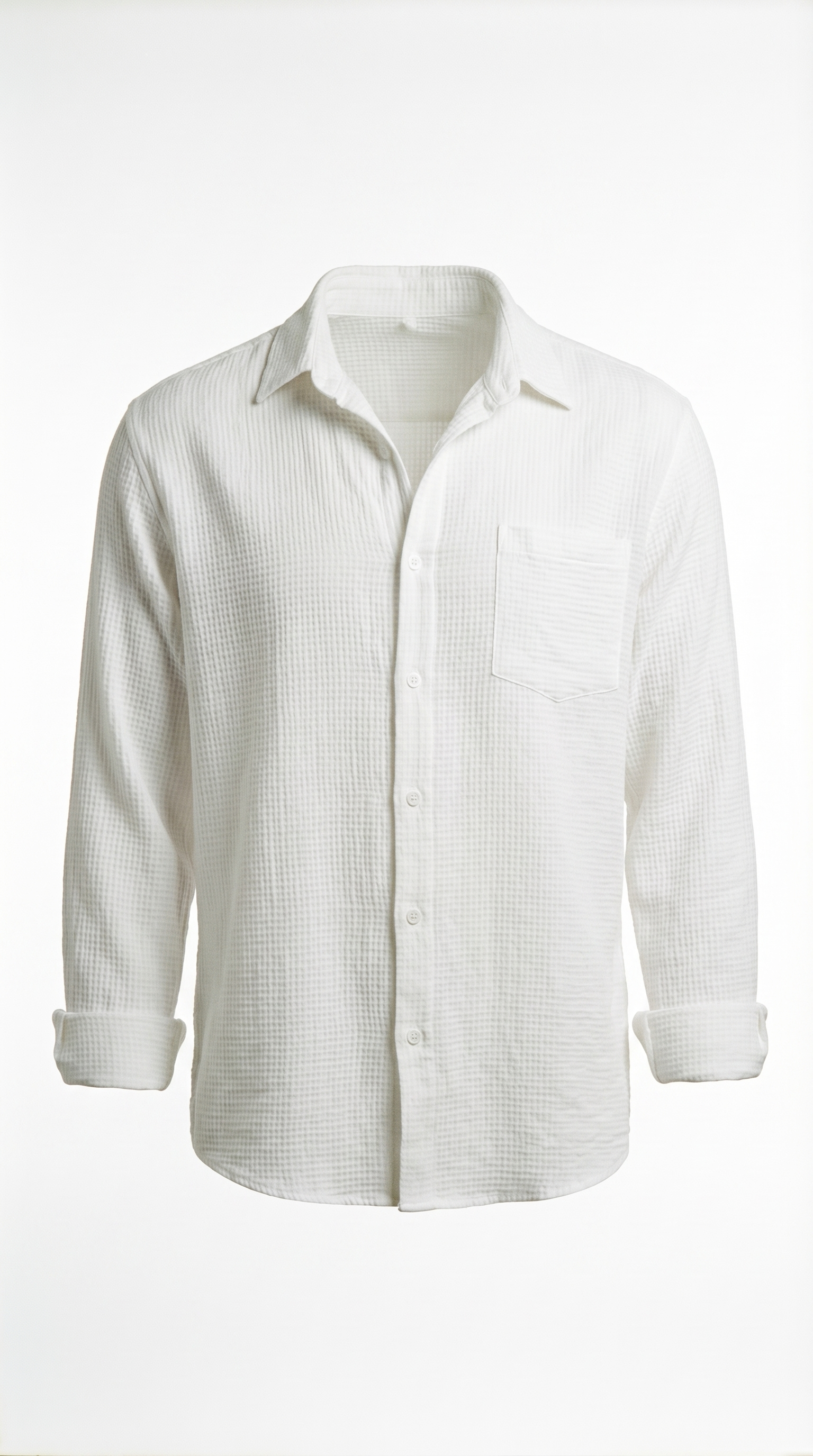 Herrenhemd mit strukturiertem Gewebe und aufkrempelbaren Ärmeln – Ennio