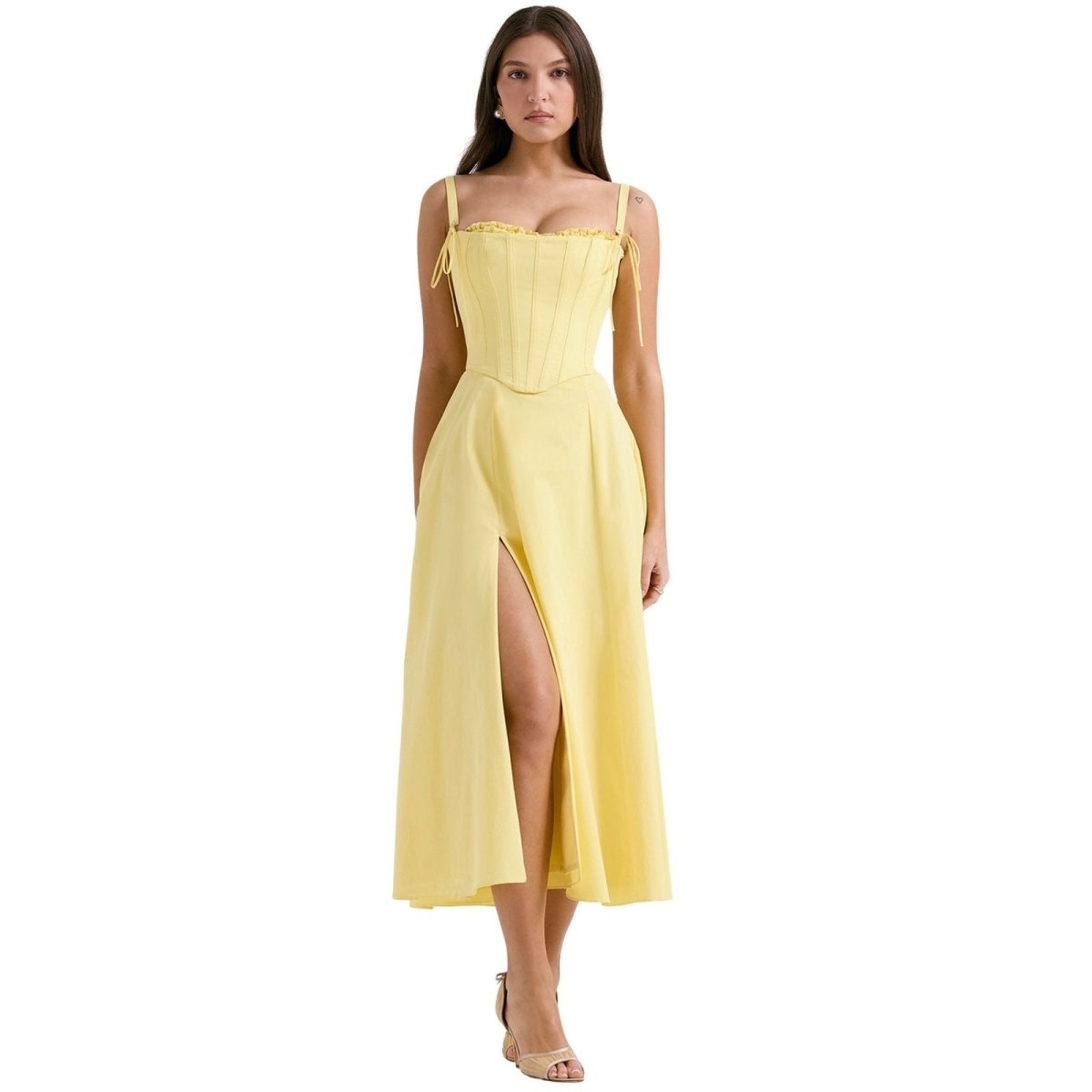 Abendkleid Damen mit Corsage und ausgestelltem Midirock – Rossana