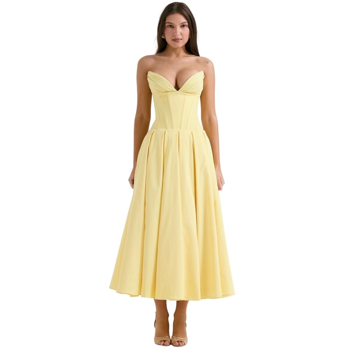 Abendkleid Damen mit Corsage und ausgestelltem Midirock – Rossana