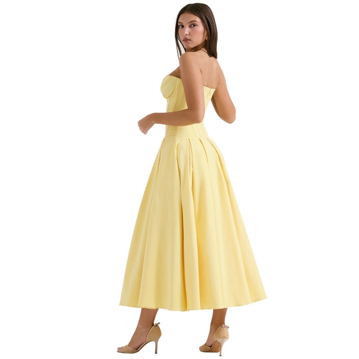 Abendkleid Damen mit Corsage und ausgestelltem Midirock – Rossana