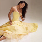 Abendkleid Damen mit Corsage und ausgestelltem Midirock – Rossana