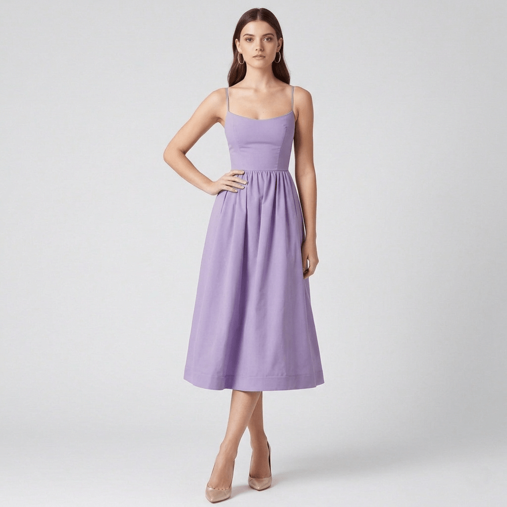 Midikleid Damen mit Herzausschnitt und ausgestelltem Faltenrock – Violaine