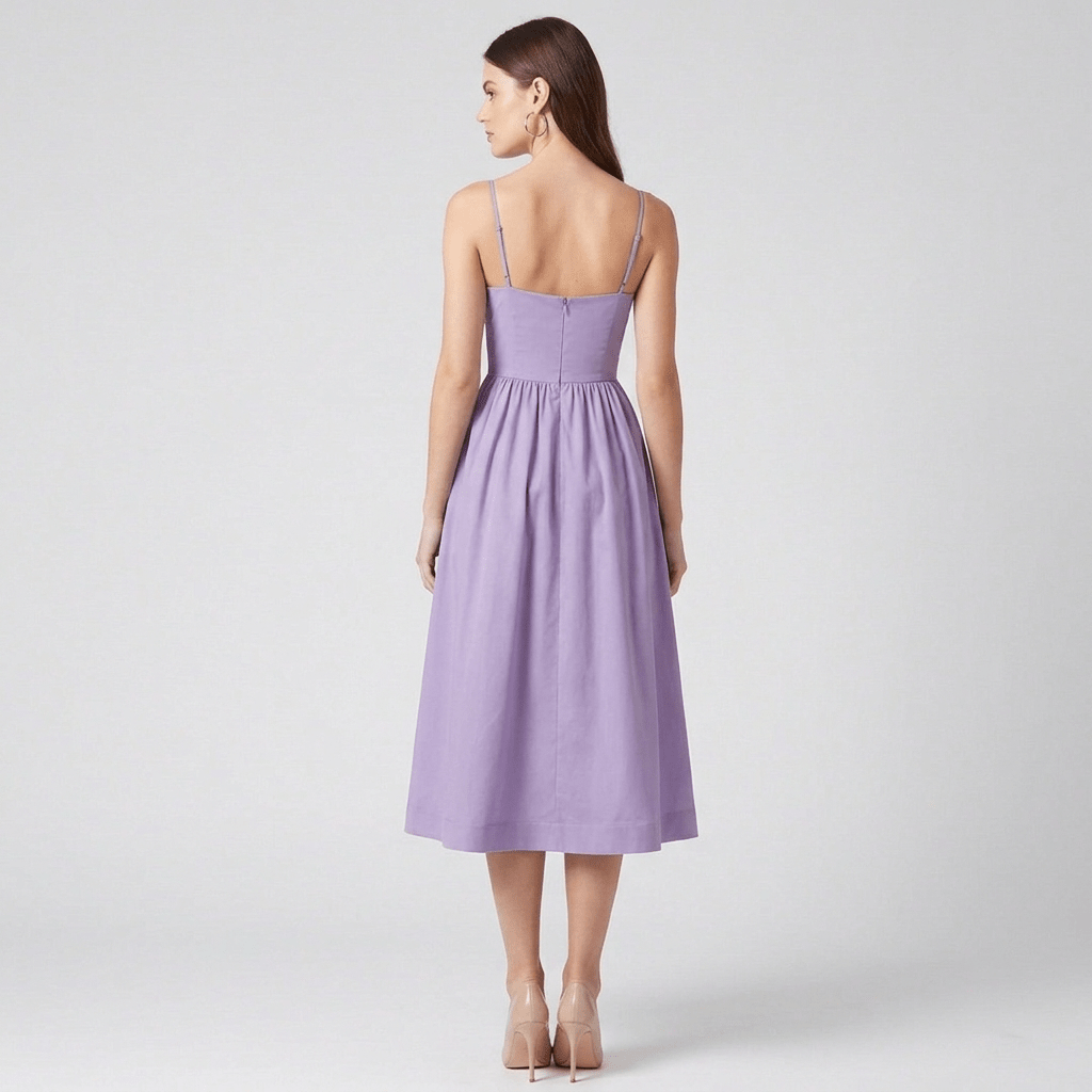 Midikleid Damen mit Herzausschnitt und ausgestelltem Faltenrock – Violaine