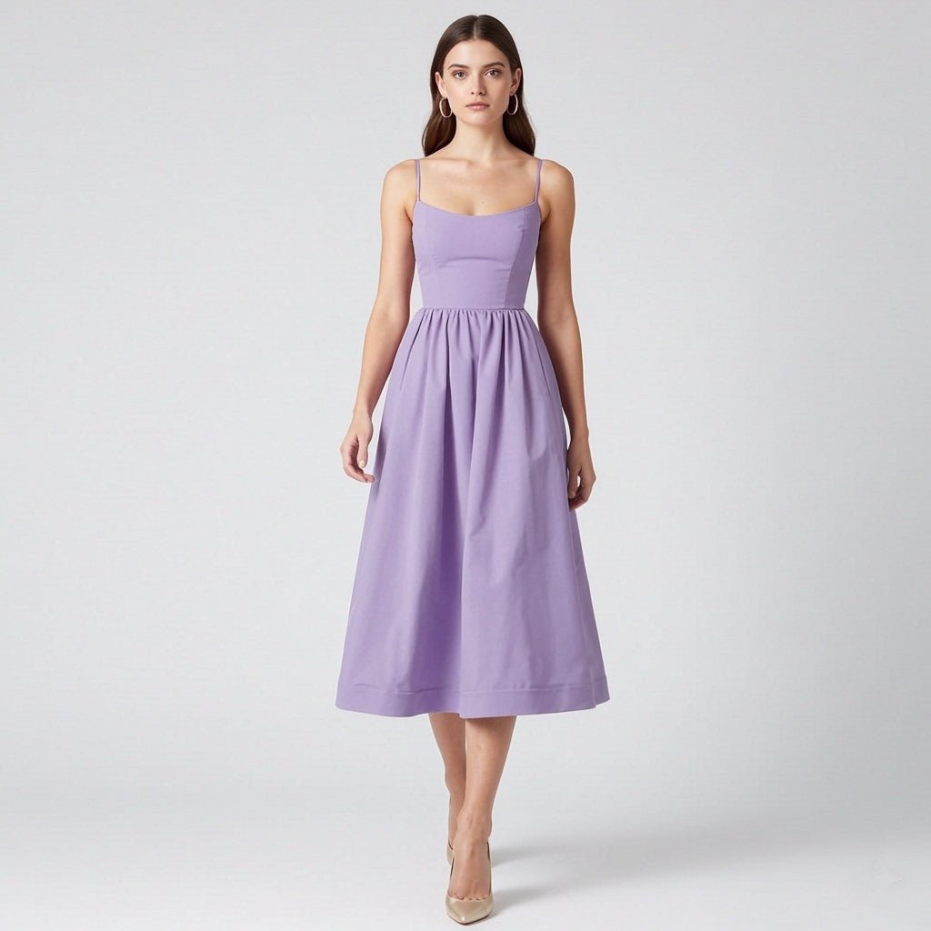 Midikleid Damen mit Herzausschnitt und ausgestelltem Faltenrock – Violaine