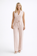 Jumpsuit Damen mit Schalkragen und Schleifengürtel – Isabeau