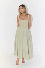 Midikleid Damen mit eckigem Ausschnitt und A-Linie-Rock – Vivienne