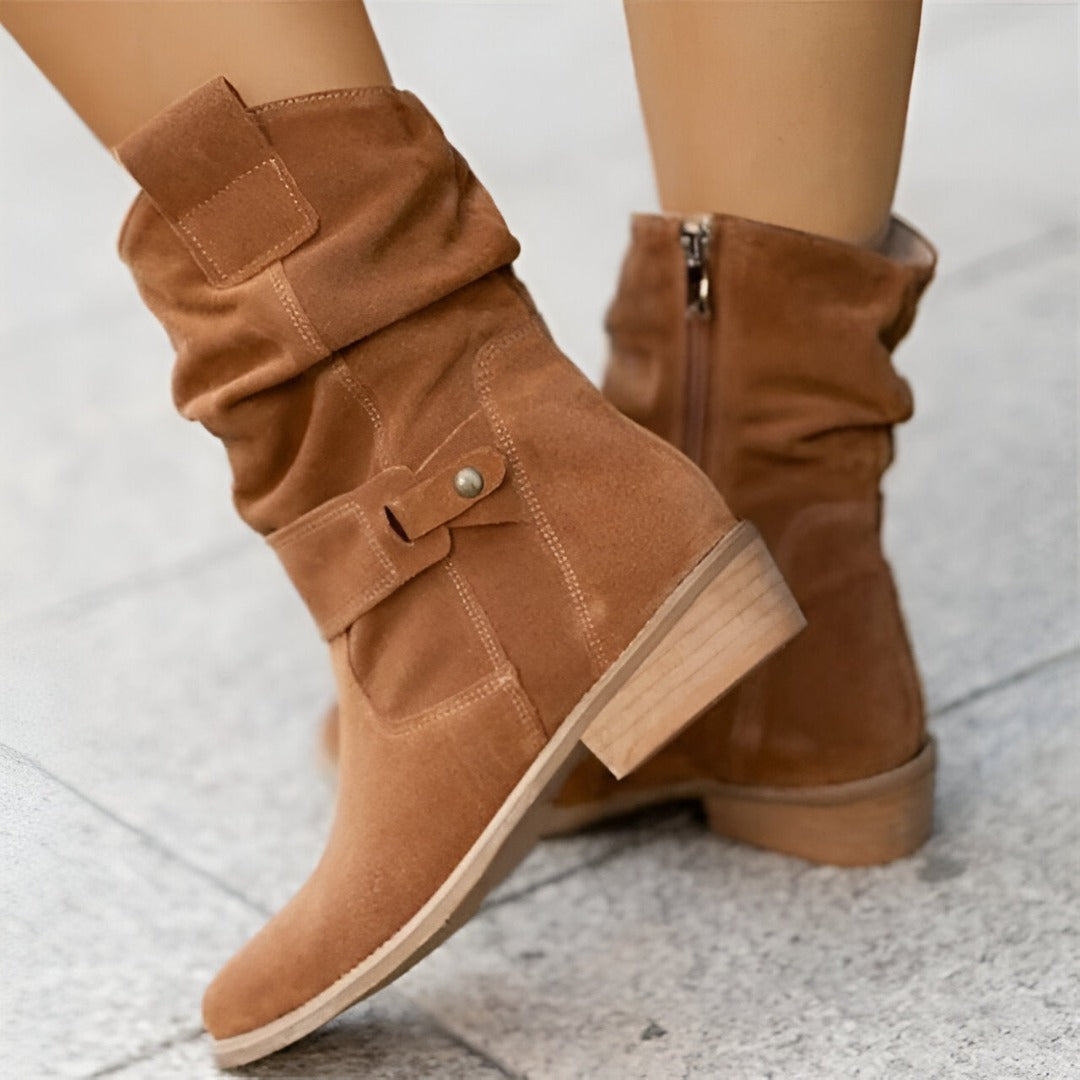 Stiefeletten Damen mit Slouchy-Schaft und Schnallen-Detail – Marcelline