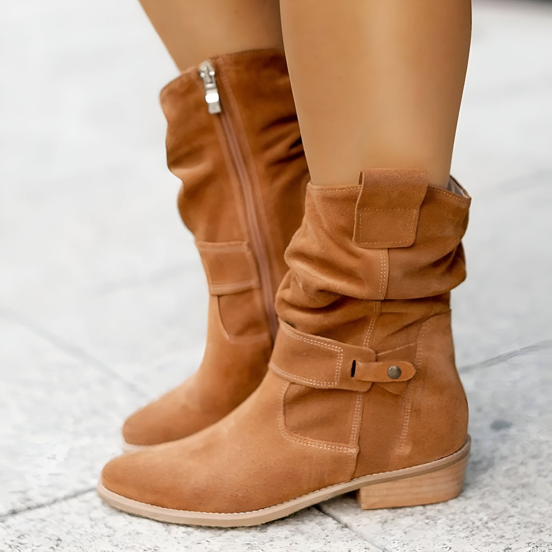 Stiefeletten Damen mit Slouchy-Schaft und Schnallen-Detail – Marcelline