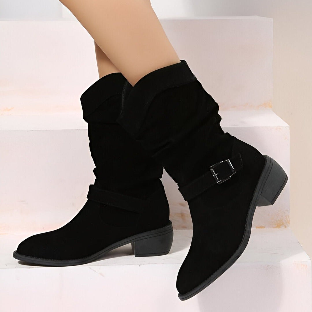 Stiefeletten Damen mit Slouchy-Schaft und Schnallen-Detail – Marcelline