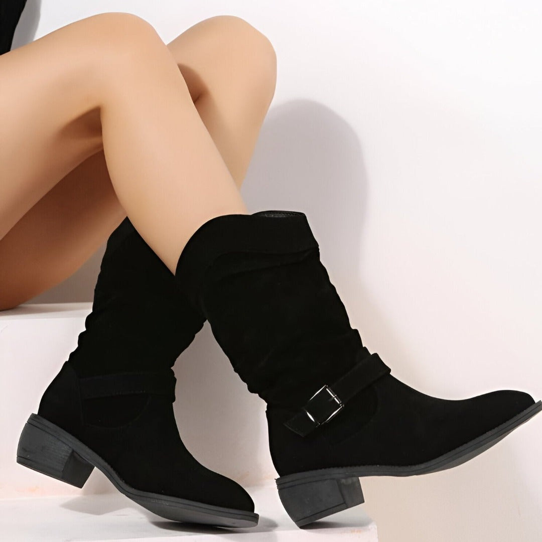 Stiefeletten Damen mit Slouchy-Schaft und Schnallen-Detail – Marcelline