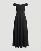 Abendkleid Damen mit Off-Shoulder-Ausschnitt und ausgestelltem A-Linien-Rock – Ondine