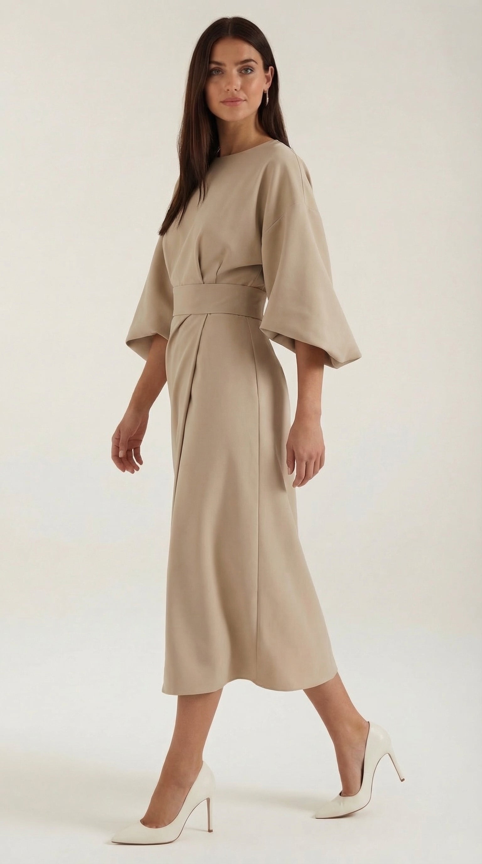 Midikleid Damen mit Kimono-Ärmeln und Wickelrock –Séraphelle