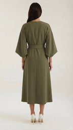 Midikleid Damen mit Kimono-Ärmeln und Wickelrock –Séraphelle