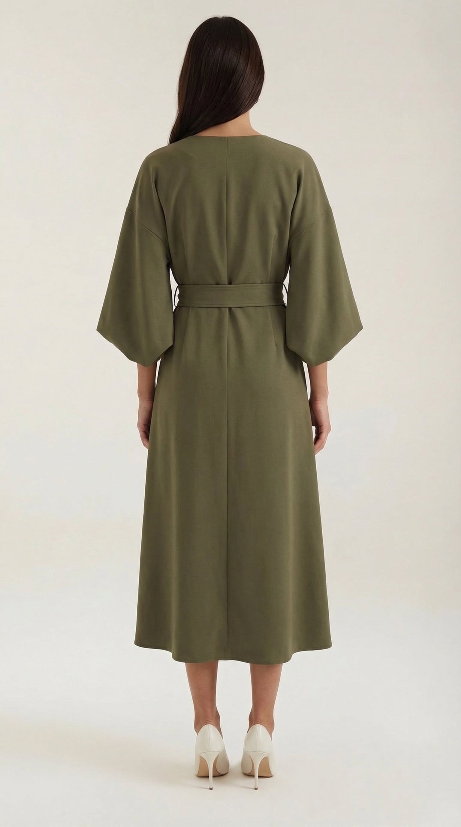 Midikleid Damen mit Kimono-Ärmeln und Wickelrock –Séraphelle
