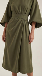 Midikleid Damen mit Kimono-Ärmeln und Wickelrock –Séraphelle