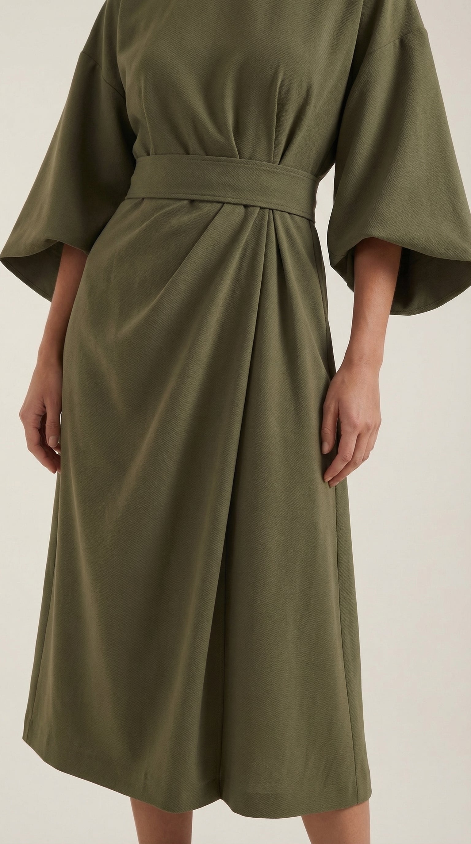Midikleid Damen mit Kimono-Ärmeln und Wickelrock –Séraphelle