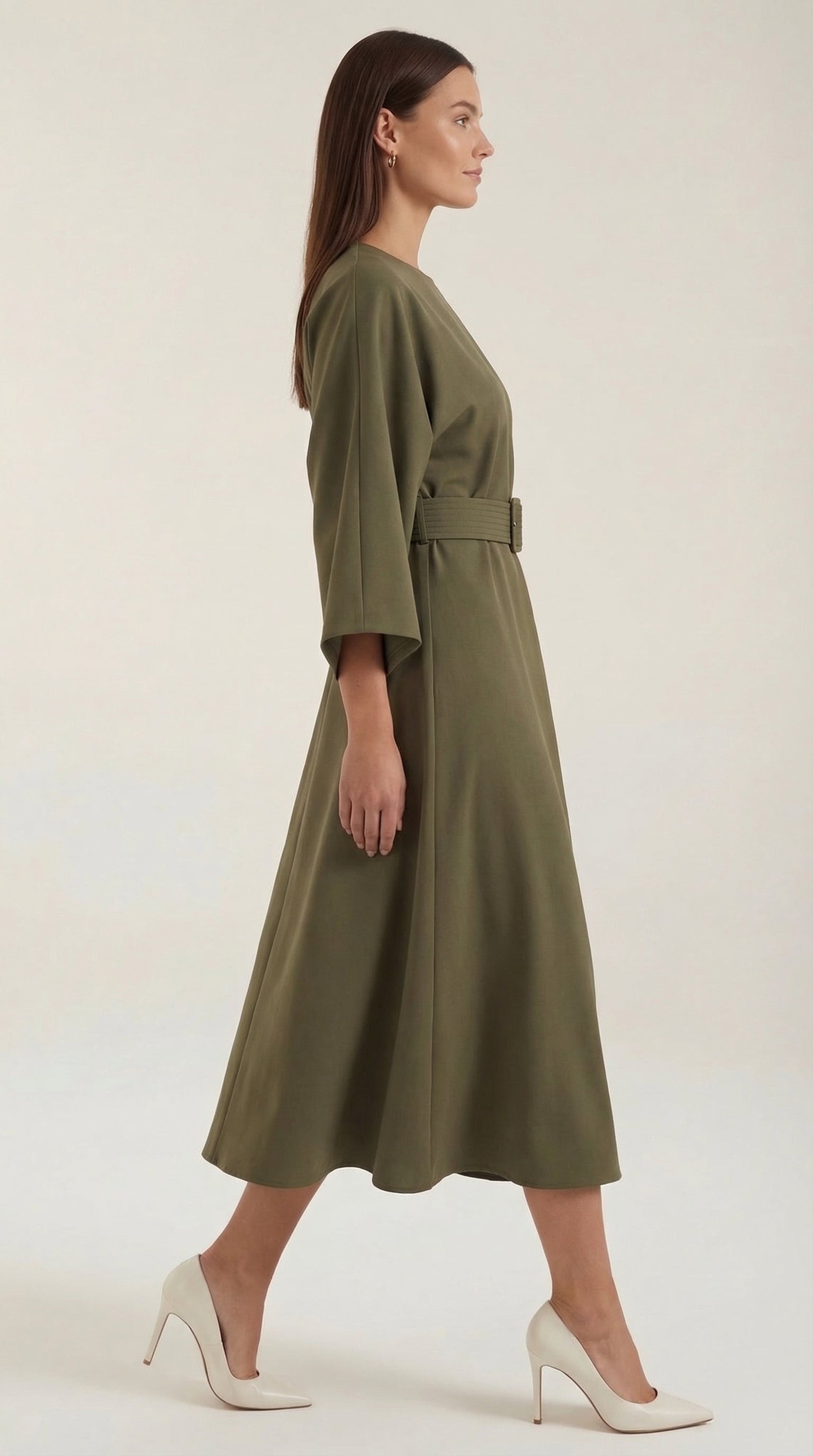 Midikleid Damen mit Kimono-Ärmeln und Wickelrock –Séraphelle