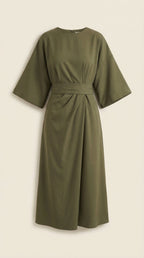 Midikleid Damen mit Kimono-Ärmeln und Wickelrock –Séraphelle