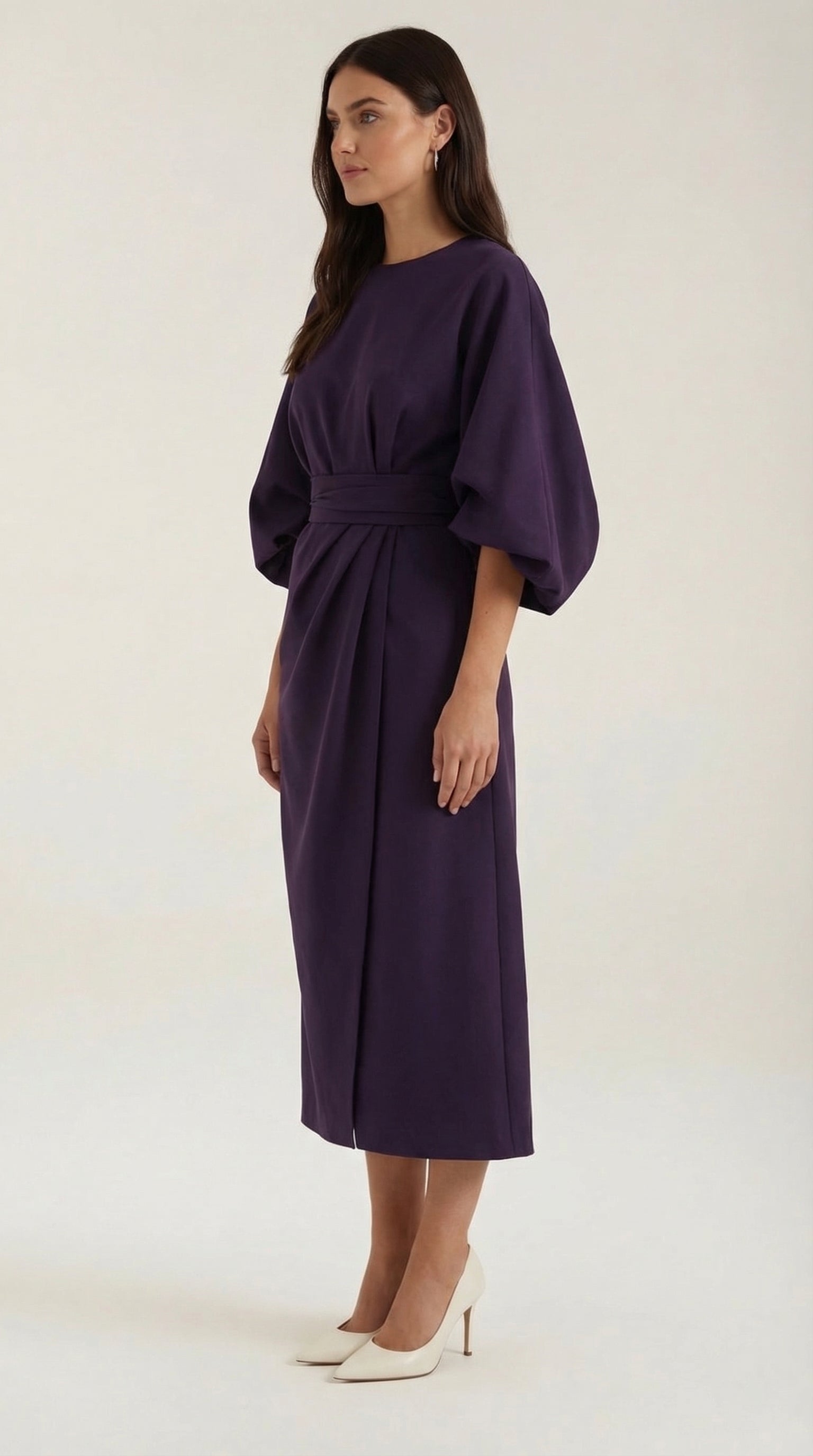 Midikleid Damen mit Kimono-Ärmeln und Wickelrock –Séraphelle