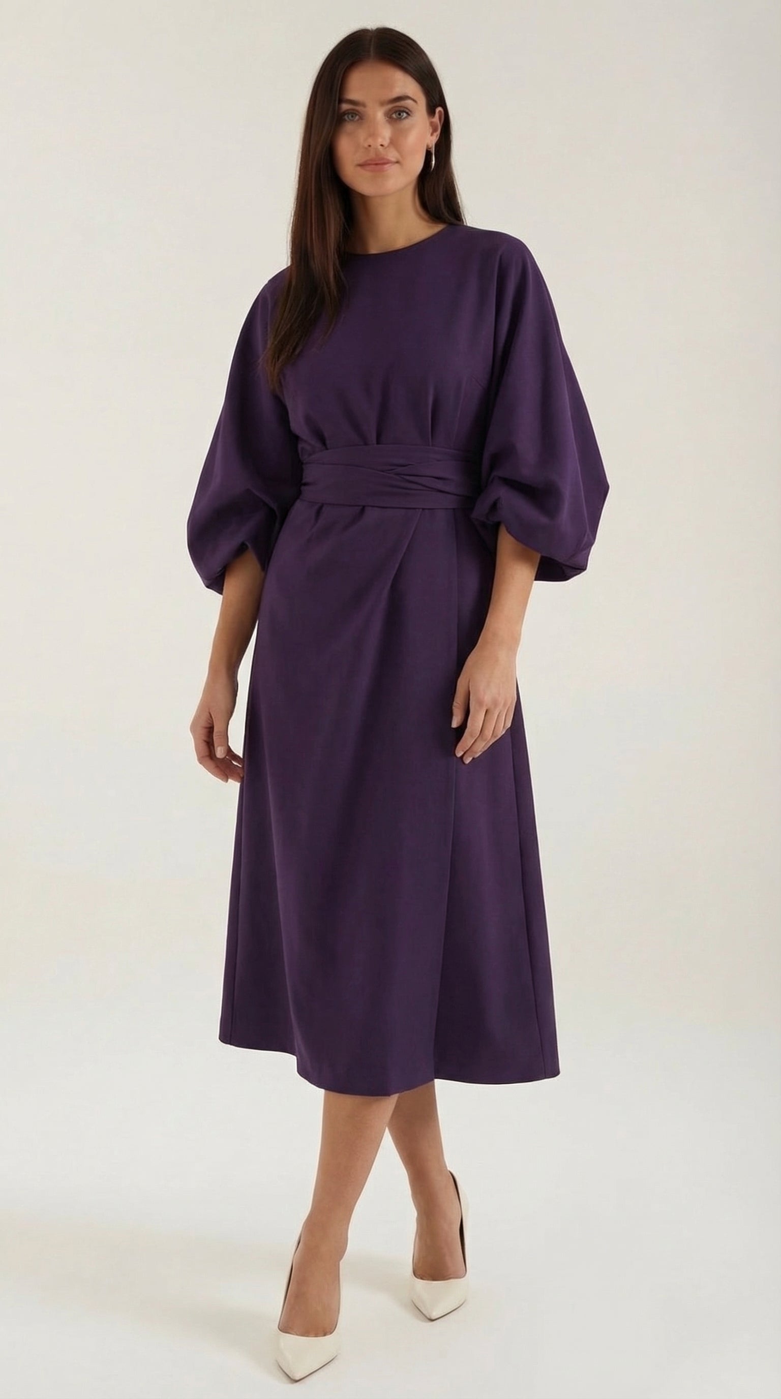 Midikleid Damen mit Kimono-Ärmeln und Wickelrock –Séraphelle