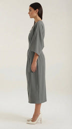 Midikleid Damen mit Kimono-Ärmeln und Wickelrock –Séraphelle