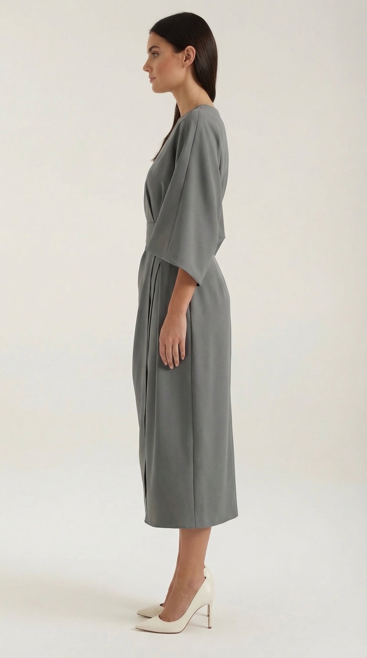 Midikleid Damen mit Kimono-Ärmeln und Wickelrock –Séraphelle