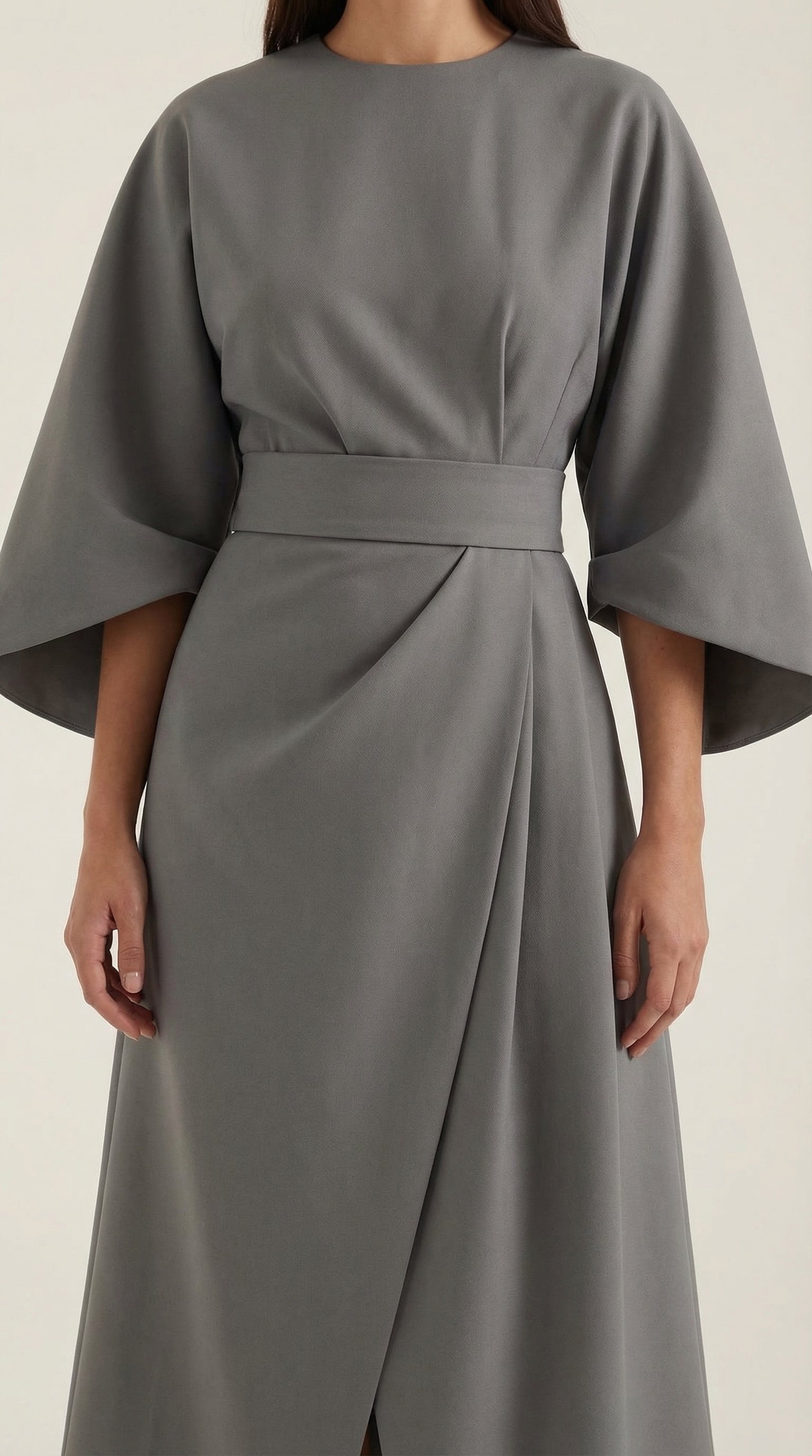 Midikleid Damen mit Kimono-Ärmeln und Wickelrock –Séraphelle