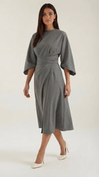 Midikleid Damen mit Kimono-Ärmeln und Wickelrock –Séraphelle