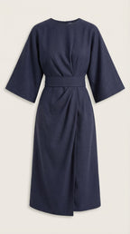 Midikleid Damen mit Kimono-Ärmeln und Wickelrock –Séraphelle