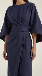 Midikleid Damen mit Kimono-Ärmeln und Wickelrock –Séraphelle