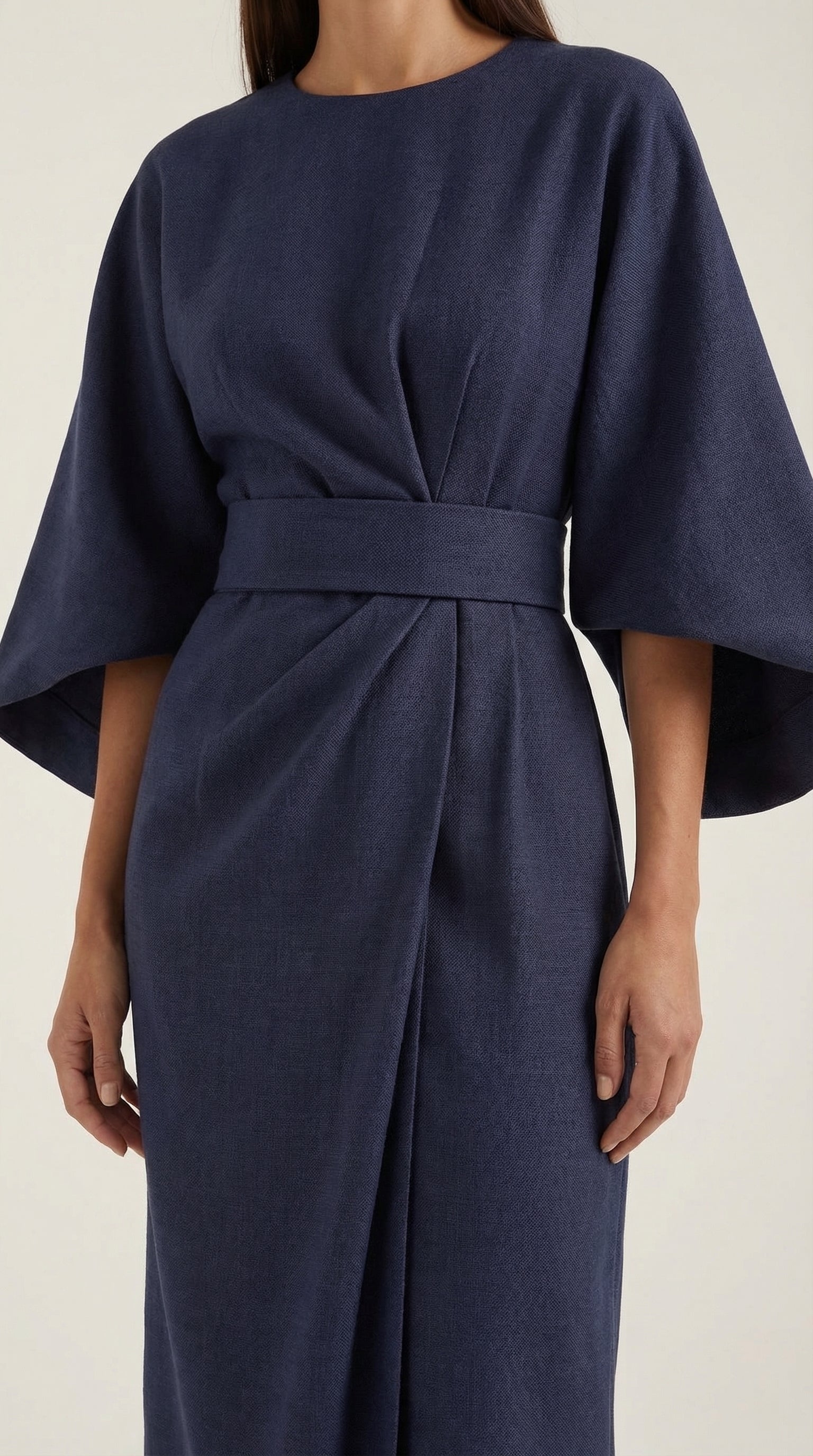 Midikleid Damen mit Kimono-Ärmeln und Wickelrock –Séraphelle