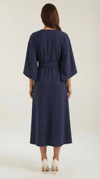 Midikleid Damen mit Kimono-Ärmeln und Wickelrock –Séraphelle