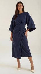 Midikleid Damen mit Kimono-Ärmeln und Wickelrock –Séraphelle