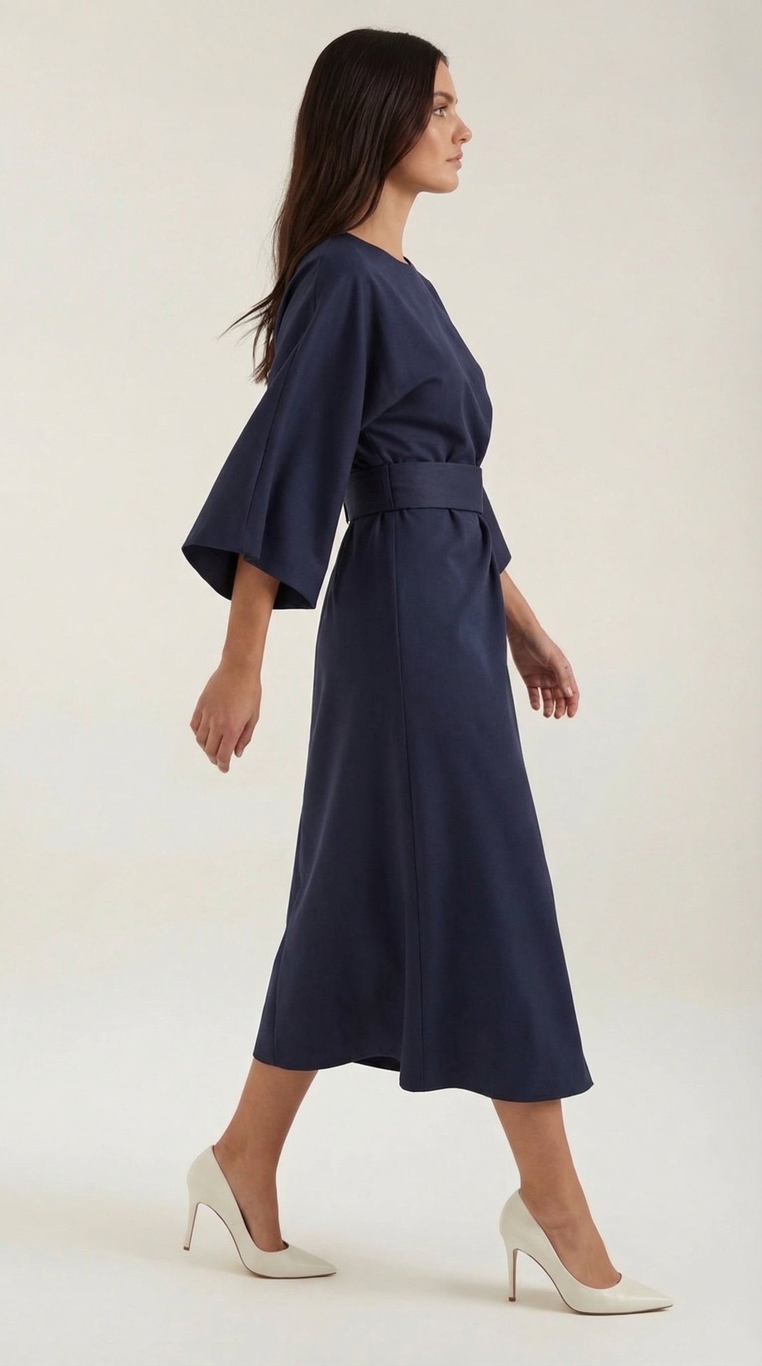 Midikleid Damen mit Kimono-Ärmeln und Wickelrock –Séraphelle