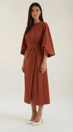 Midikleid Damen mit Kimono-Ärmeln und Wickelrock –Séraphelle
