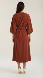 Midikleid Damen mit Kimono-Ärmeln und Wickelrock –Séraphelle