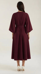 Midikleid Damen mit Kimono-Ärmeln und Wickelrock –Séraphelle