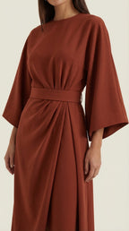 Midikleid Damen mit Kimono-Ärmeln und Wickelrock –Séraphelle