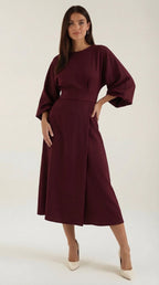 Midikleid Damen mit Kimono-Ärmeln und Wickelrock –Séraphelle