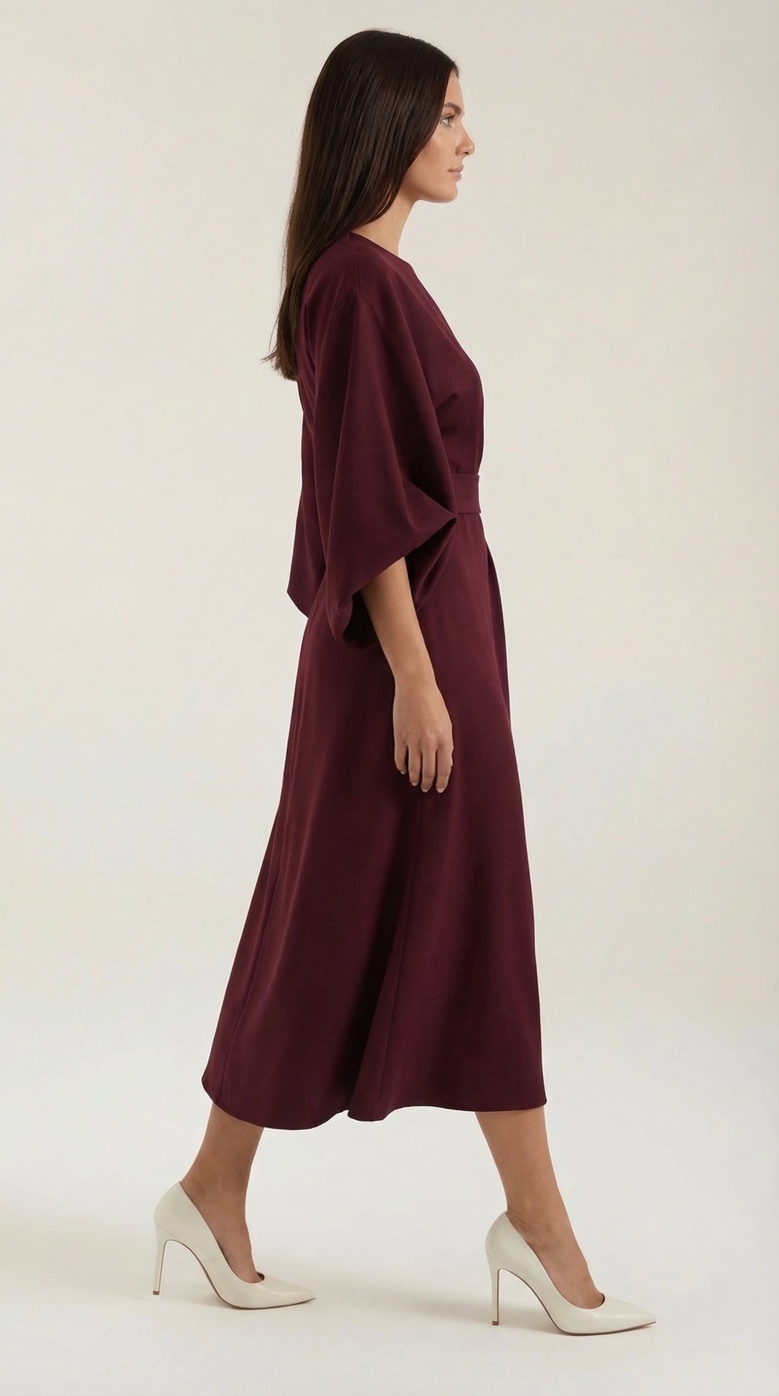 Midikleid Damen mit Kimono-Ärmeln und Wickelrock –Séraphelle