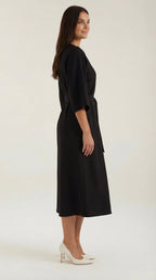 Midikleid Damen mit Kimono-Ärmeln und Wickelrock –Séraphelle
