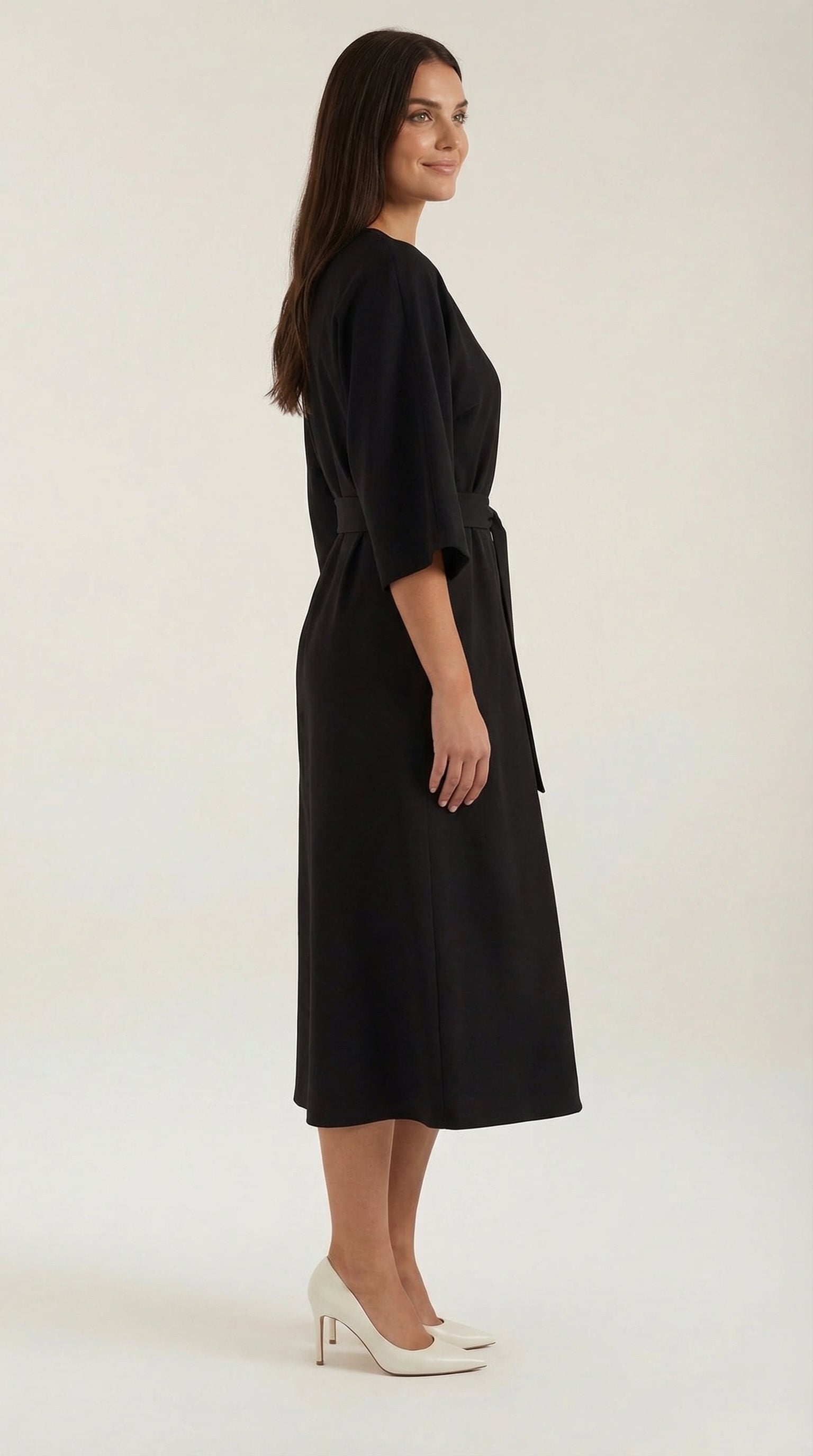 Midikleid Damen mit Kimono-Ärmeln und Wickelrock –Séraphelle