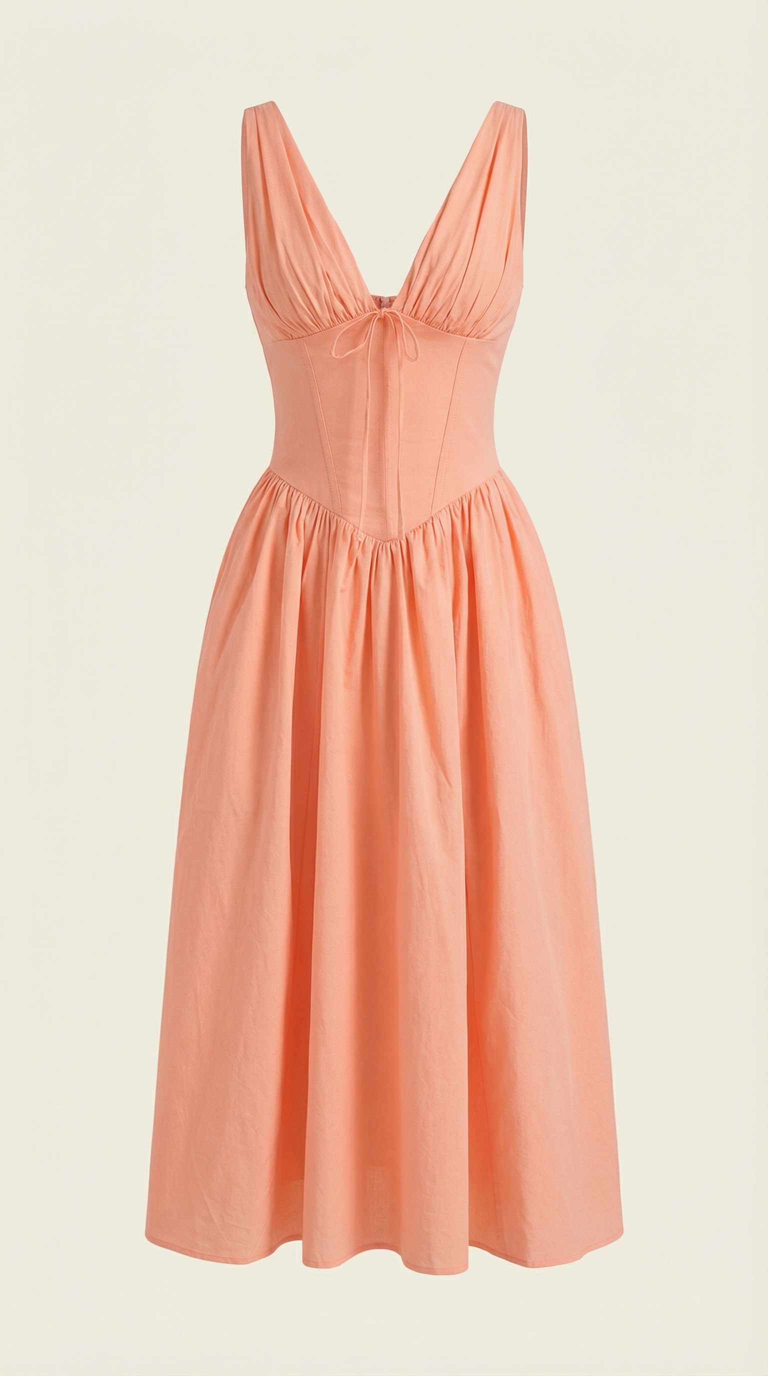 Midikleid Damen mit Korsett-Oberteil und tiefem V-Ausschnitt – Séraphine