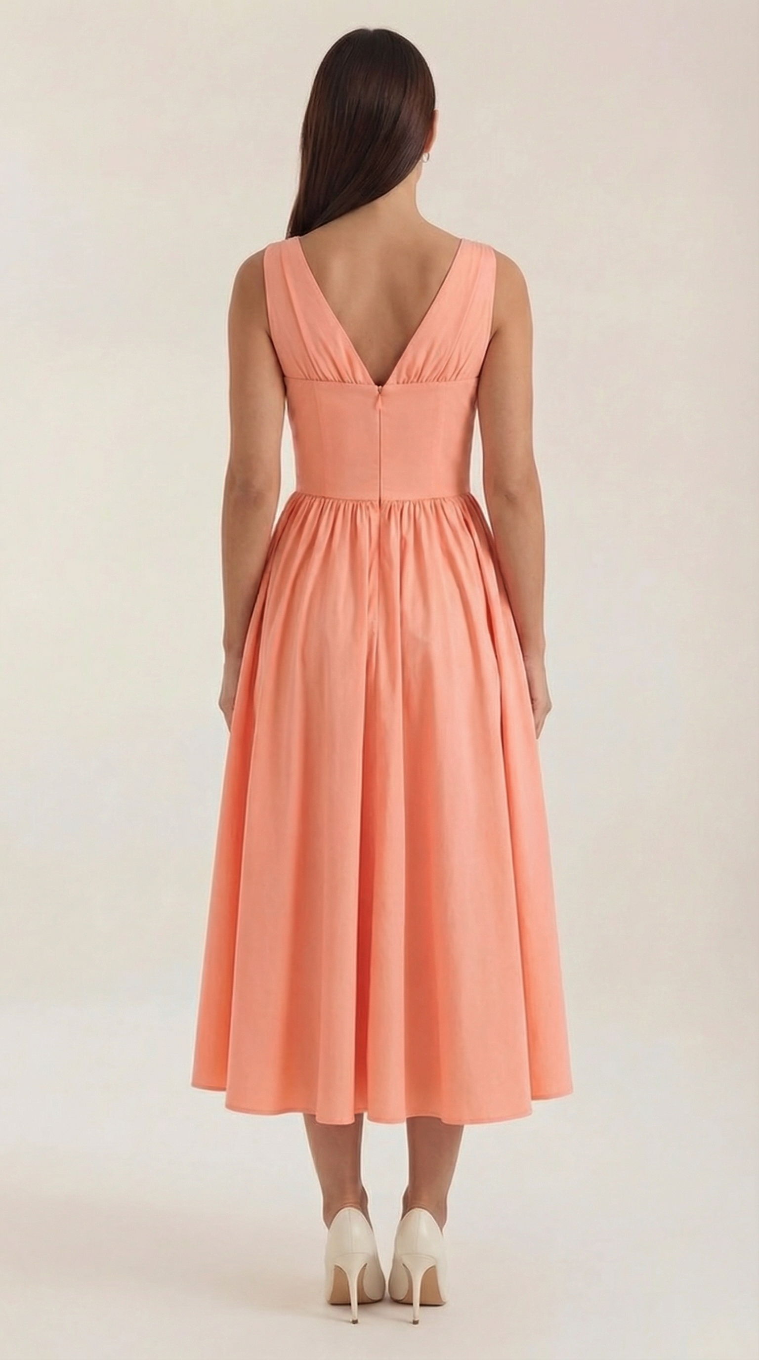 Midikleid Damen mit Korsett-Oberteil und tiefem V-Ausschnitt – Séraphine