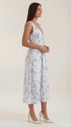 Midikleid Damen mit Korsett-Oberteil und tiefem V-Ausschnitt – Séraphine