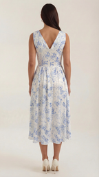 Midikleid Damen mit Korsett-Oberteil und tiefem V-Ausschnitt – Séraphine