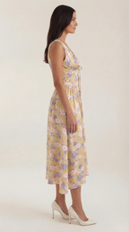 Midikleid Damen mit Korsett-Oberteil und tiefem V-Ausschnitt – Séraphine