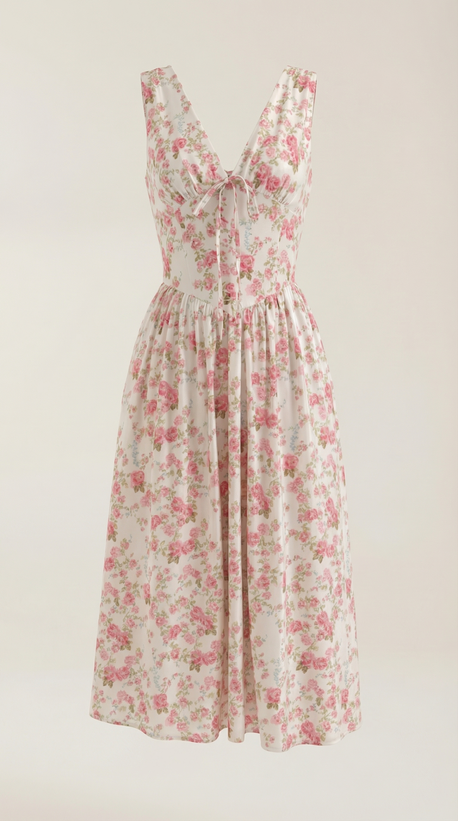 Midikleid Damen mit Korsett-Oberteil und tiefem V-Ausschnitt – Séraphine